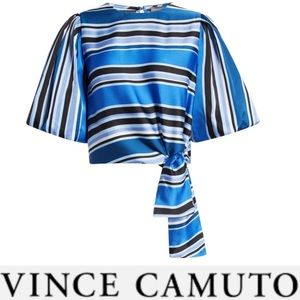 BNWOT VINCE CAMUTO Harmony Stripe Balloon Sleeve Satin Blouse